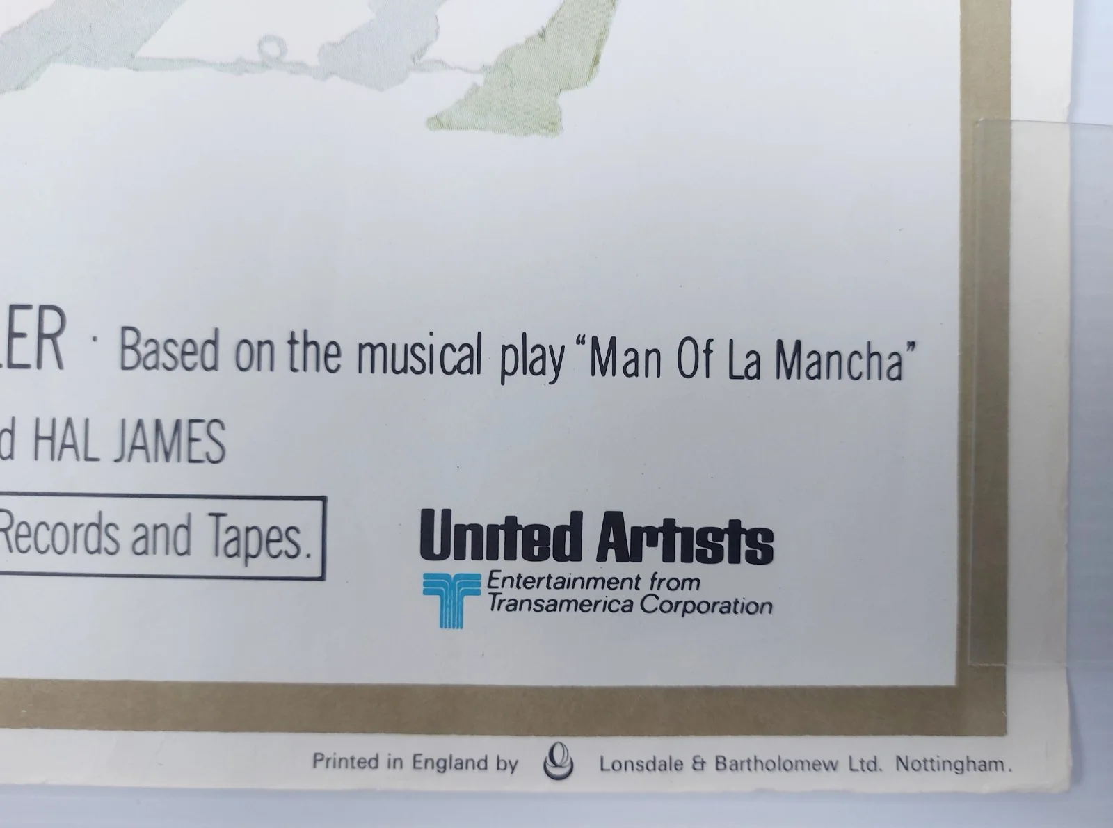 MAN OF LA MANCHA ORIGINAL UK QUAD FILM POSTER 1972, изображение 3
