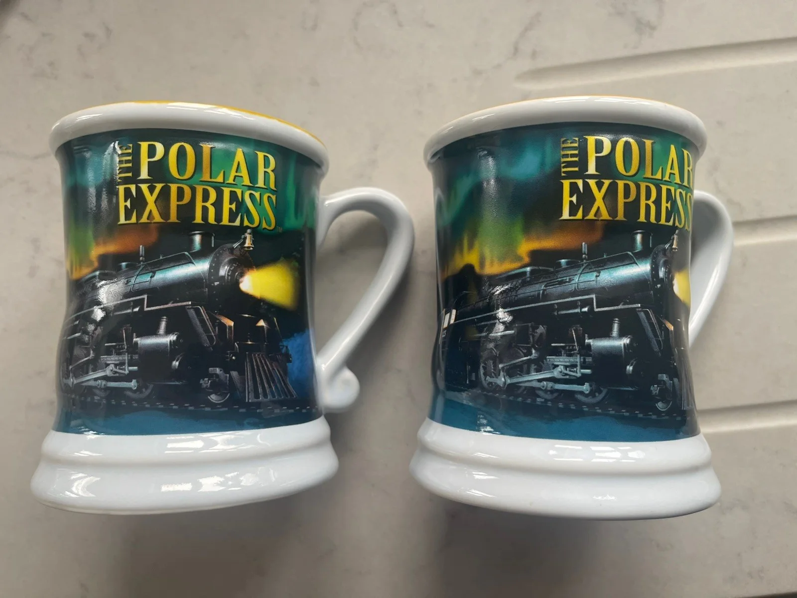 2 X BNWOT OFFICIAL "POLAR EXPRESS" LARGE 3D COFFEE / TEA MUGS - WARNER BROS, image 2