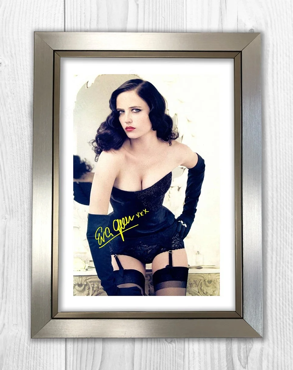Eva Green in Corset and Stockings repro signed mounted A4 poster choice of frame, изображение 3