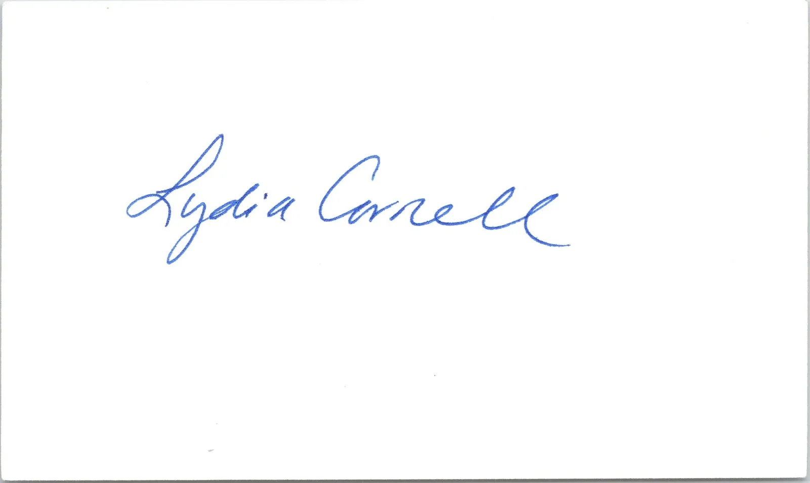 Lydia Cornell — Lydia Cornell Signed 3x5 Index Card Too Close For Comfort Autographed