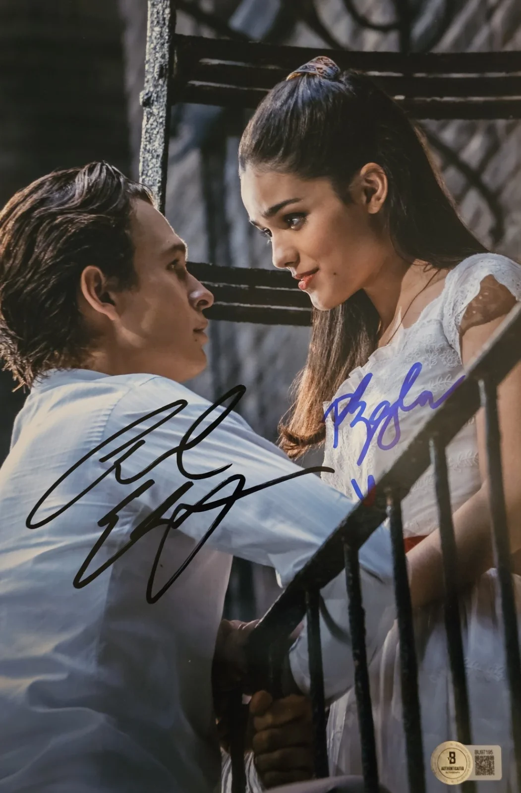 Ansel Elgort, Rachel Zegler — RACHEL ZEGLER ANSEL ELGORT SIGNED AUTOGRAPH WEST SIDE STORY 8X12 BECKETT BAS COA
