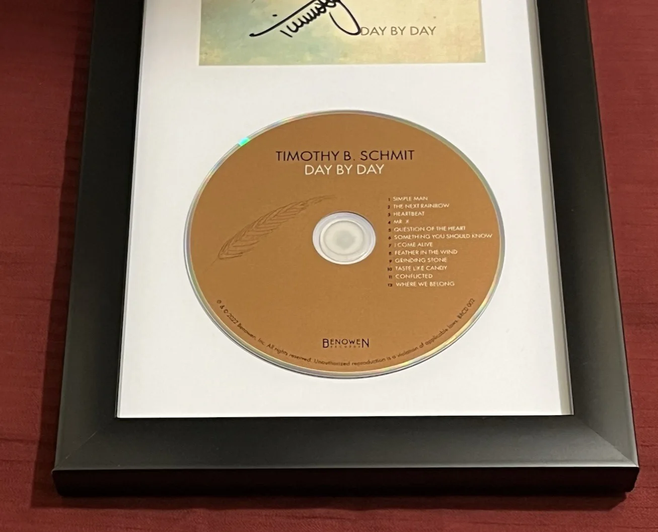 TIMOTHY B SCHMIT SIGNED & FRAMED DAY BY DAY COOL CD DISPLAY AUTOGRAPH COA EAGLES, image 4