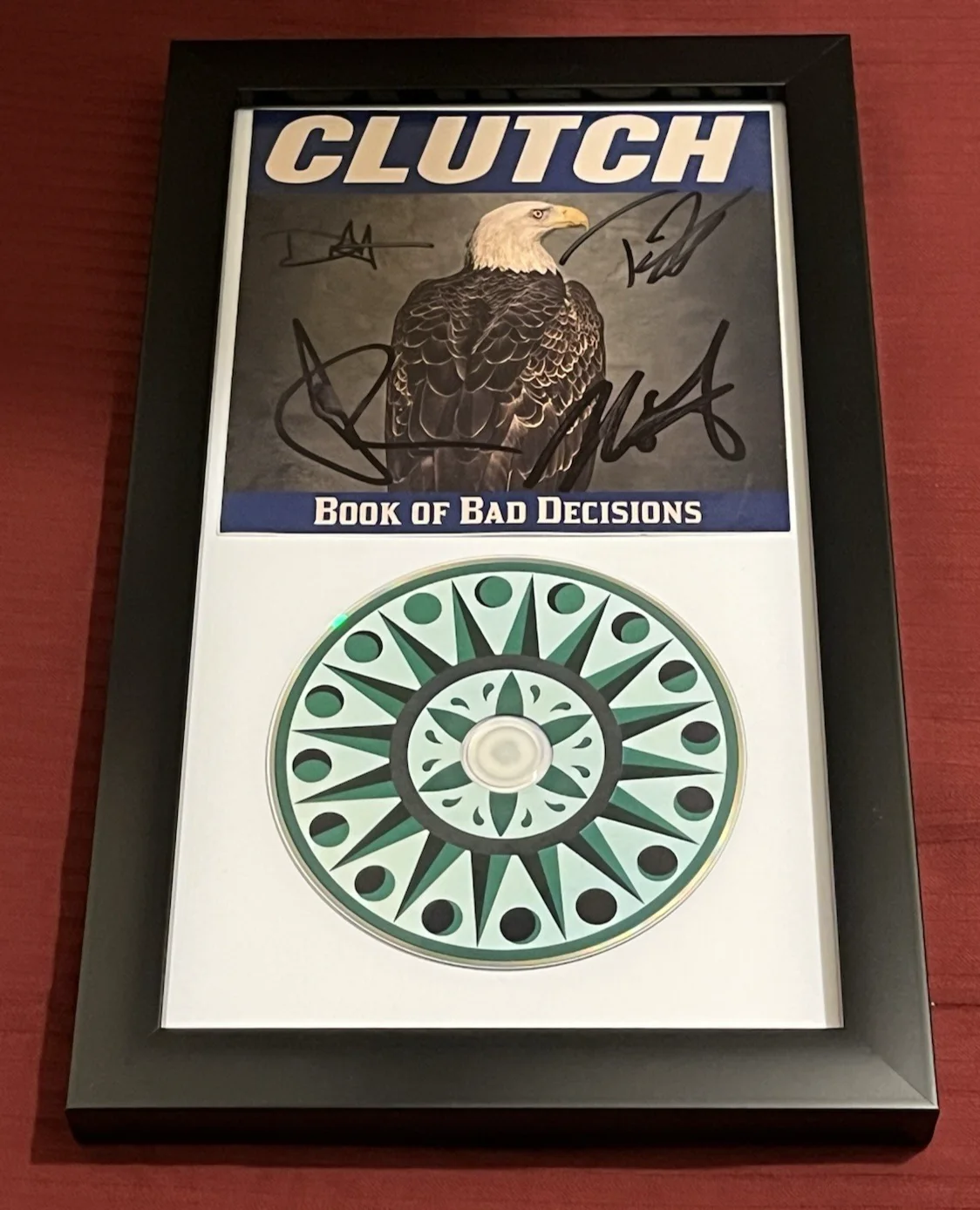 CLUTCH BAND SIGNED & FRAMED BOOK OF BAD DECISIONS CD DISPLAY AUTOGRAPH COA B, изображение 2