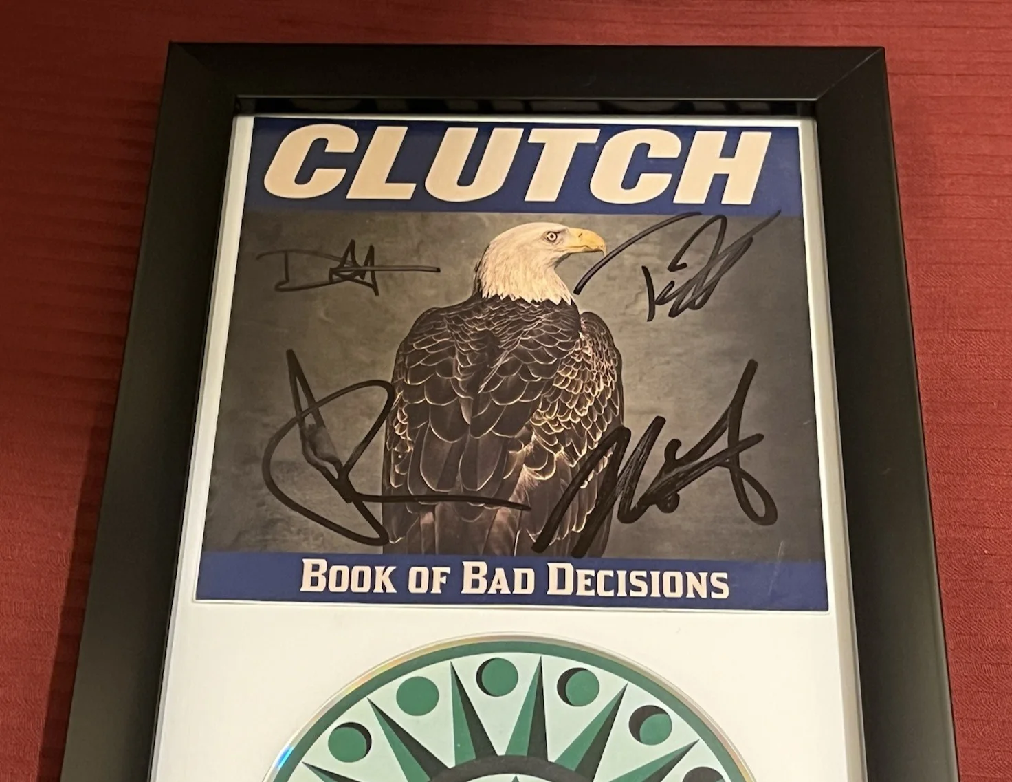 CLUTCH BAND SIGNED & FRAMED BOOK OF BAD DECISIONS CD DISPLAY AUTOGRAPH COA B, изображение 3