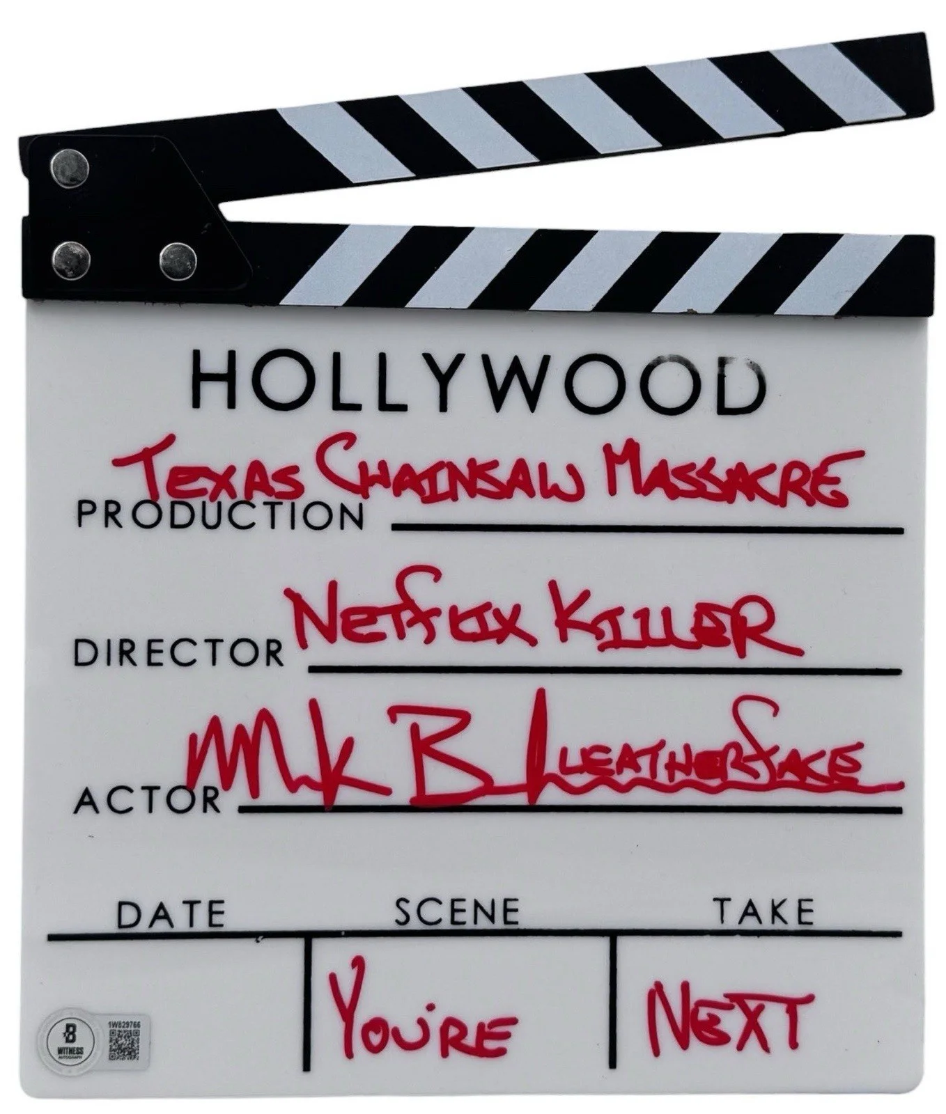 Mark Burnham — Mark Burnham Signed Clapperboard w/ "Netflix Killer" "You're Next" BAS Witnessed