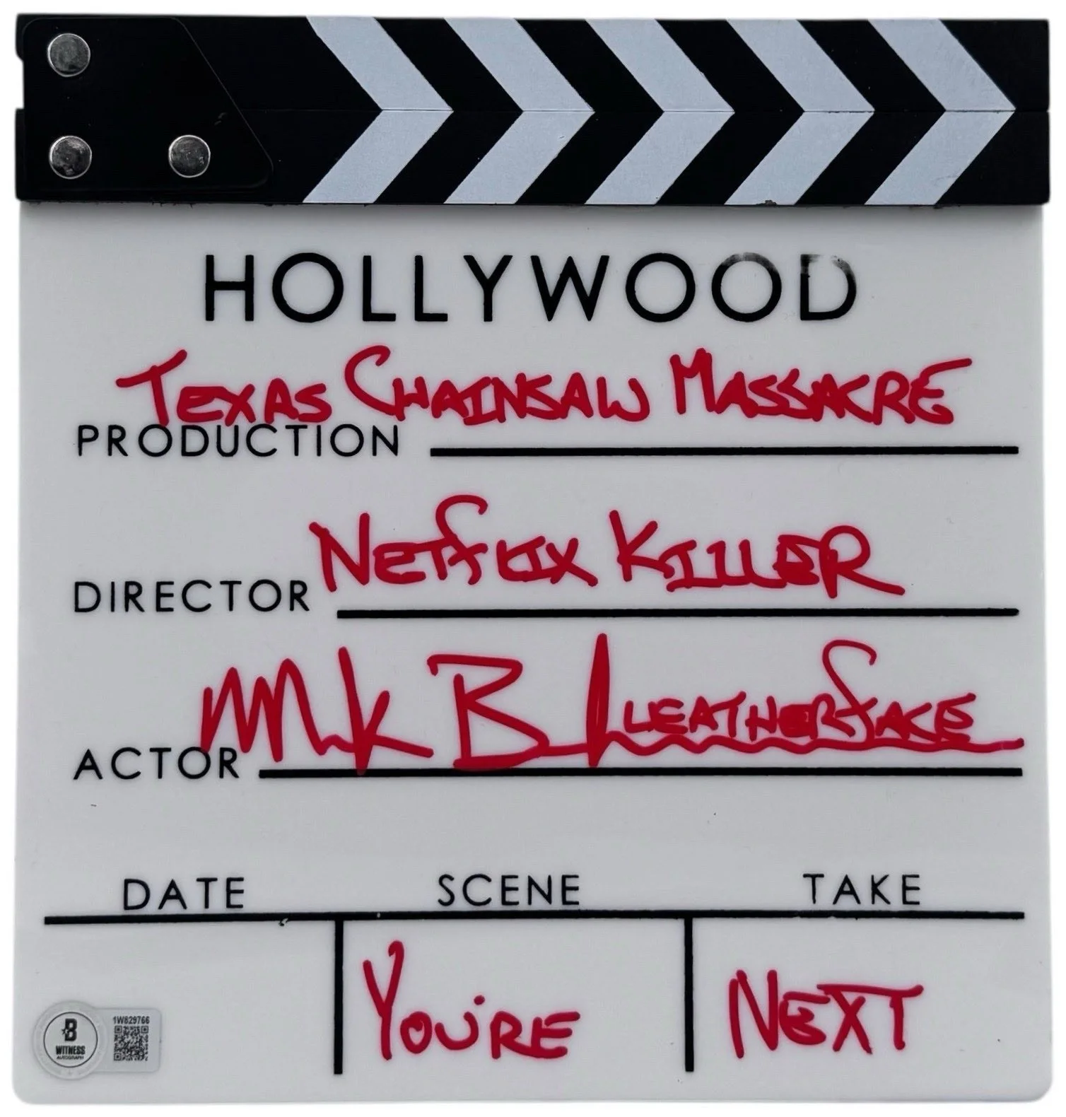 Mark Burnham — Mark Burnham Signed Clapperboard w/ "Netflix Killer" "You're Next" BAS Witnessed, изображение 2