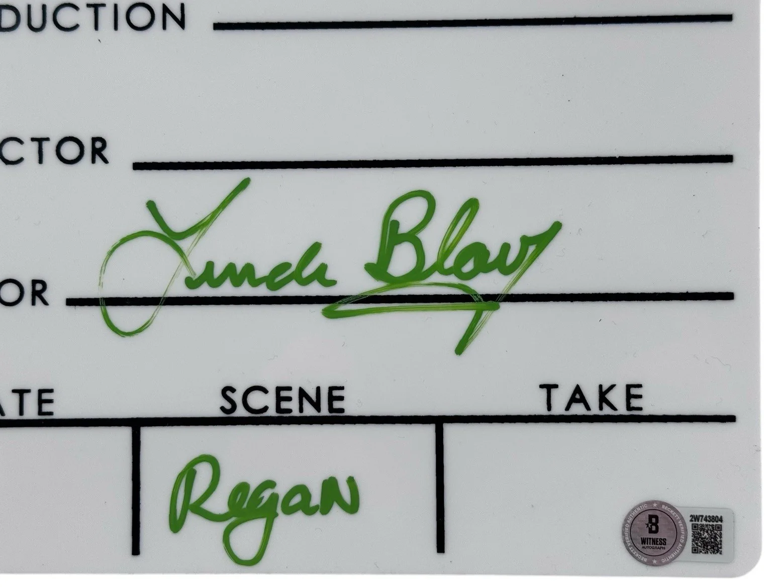 Linda Blair — Linda Blair Signed Clapperboard w/ "Regan" Beckett Witnessed, image 2