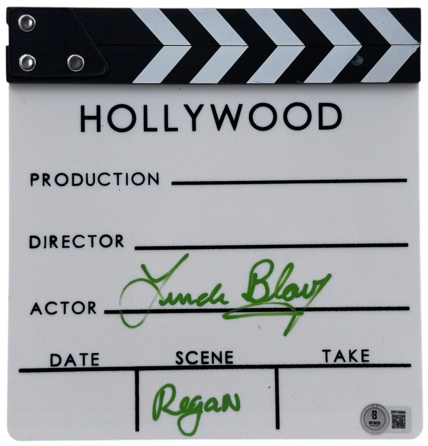 Linda Blair — Linda Blair Signed Clapperboard w/ "Regan" Beckett Witnessed, image 3