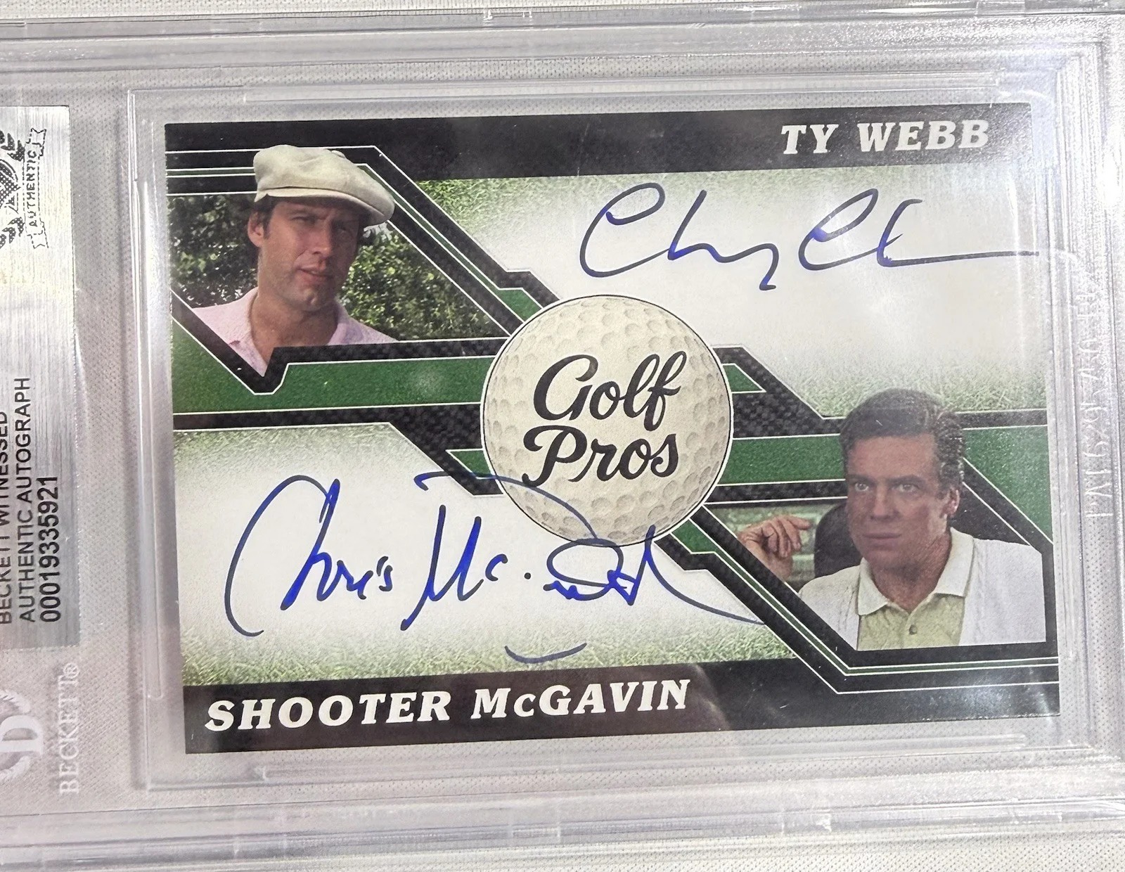 Chevy Chase Christopher McDonald Signed Card BAS Autograph Authentic Shooter, image 2