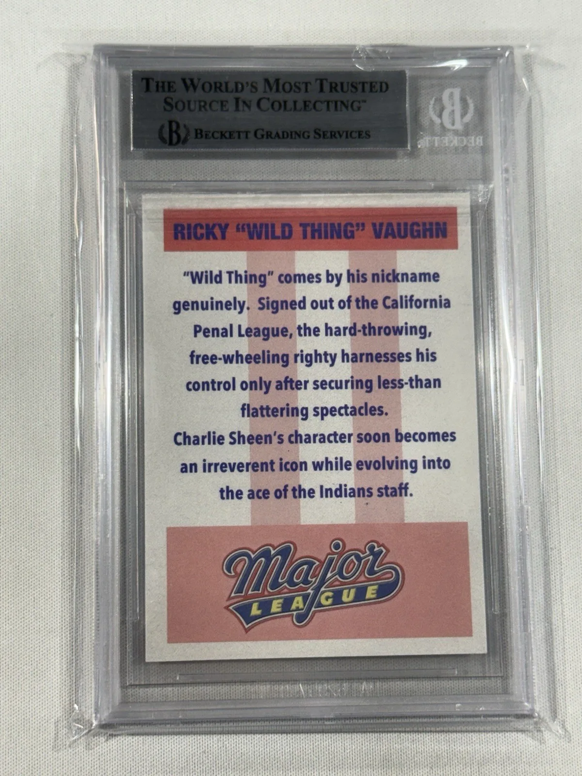 Charlie Sheen — Charlie Sheen Autograph Major League Ricky Vaughn Custom Trading Card Becket, изображение 2