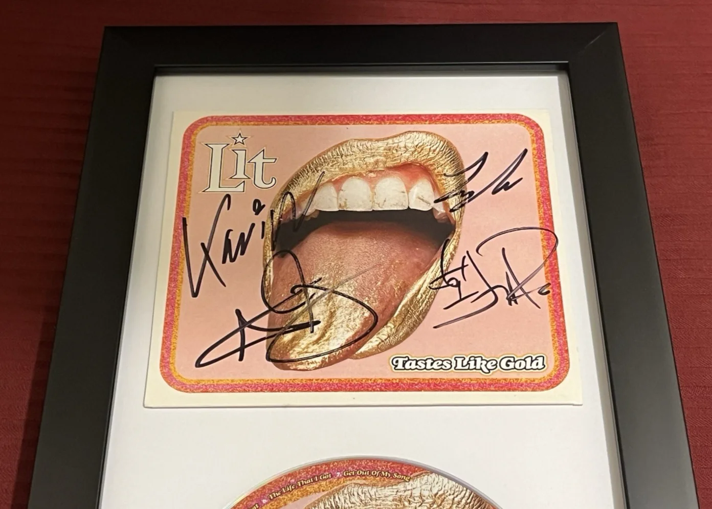 LIT BAND SIGNED & FRAMED TASTES LIKE GOLD CD DISPLAY AUTO COA ATOMIC PLACE SUN, изображение 2