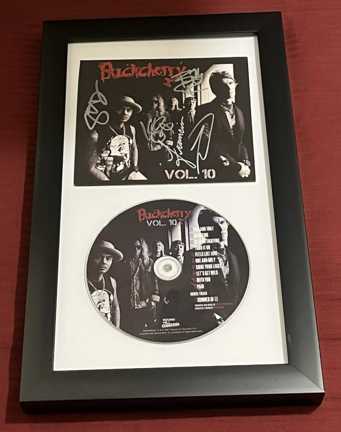 BUCKCHERRY BAND SIGNED & FRAMED VOL 10 CD DISPLAY AUTOGRAPH COA 15 CONFESSIONS, image 2