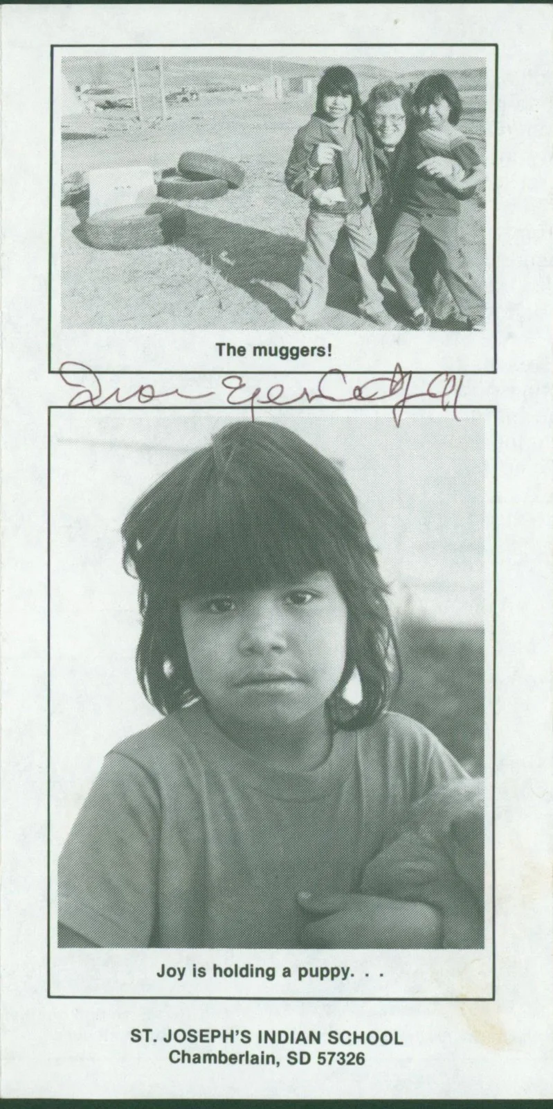 Iron Eyes Cody — IRON EYES CODY Signed March 1987 St Joseph's Indian School Photo Pamphlet BAS, изображение 3