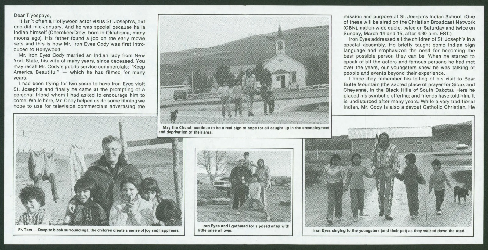 Iron Eyes Cody — IRON EYES CODY Signed March 1987 St Joseph's Indian School Photo Pamphlet BAS, изображение 5