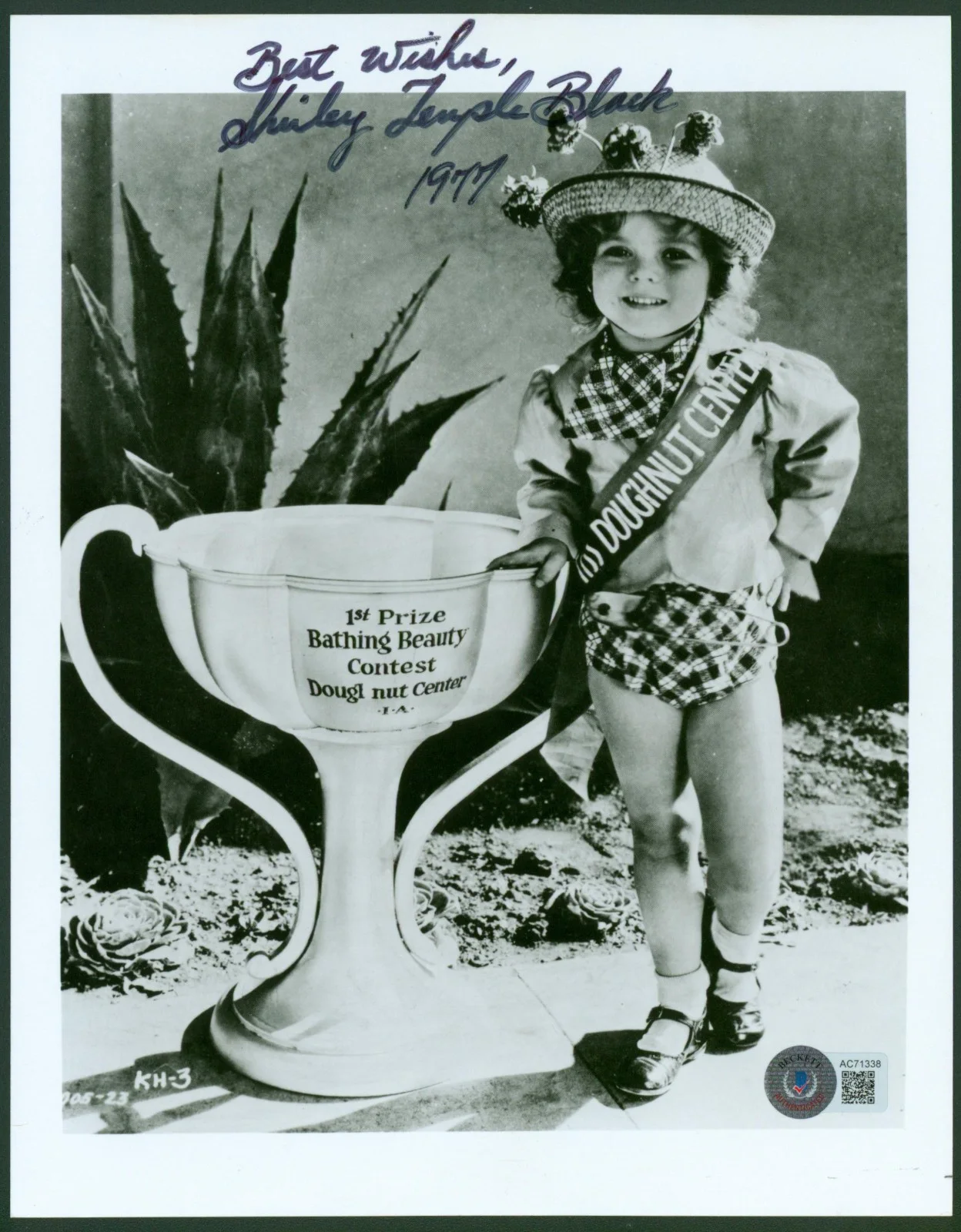 Shirley Temple — SHIRLEY TEMPLE BLACK Signed 8x10 Bathing Beauty Trophy Photo 1977 Auto BAS LOA