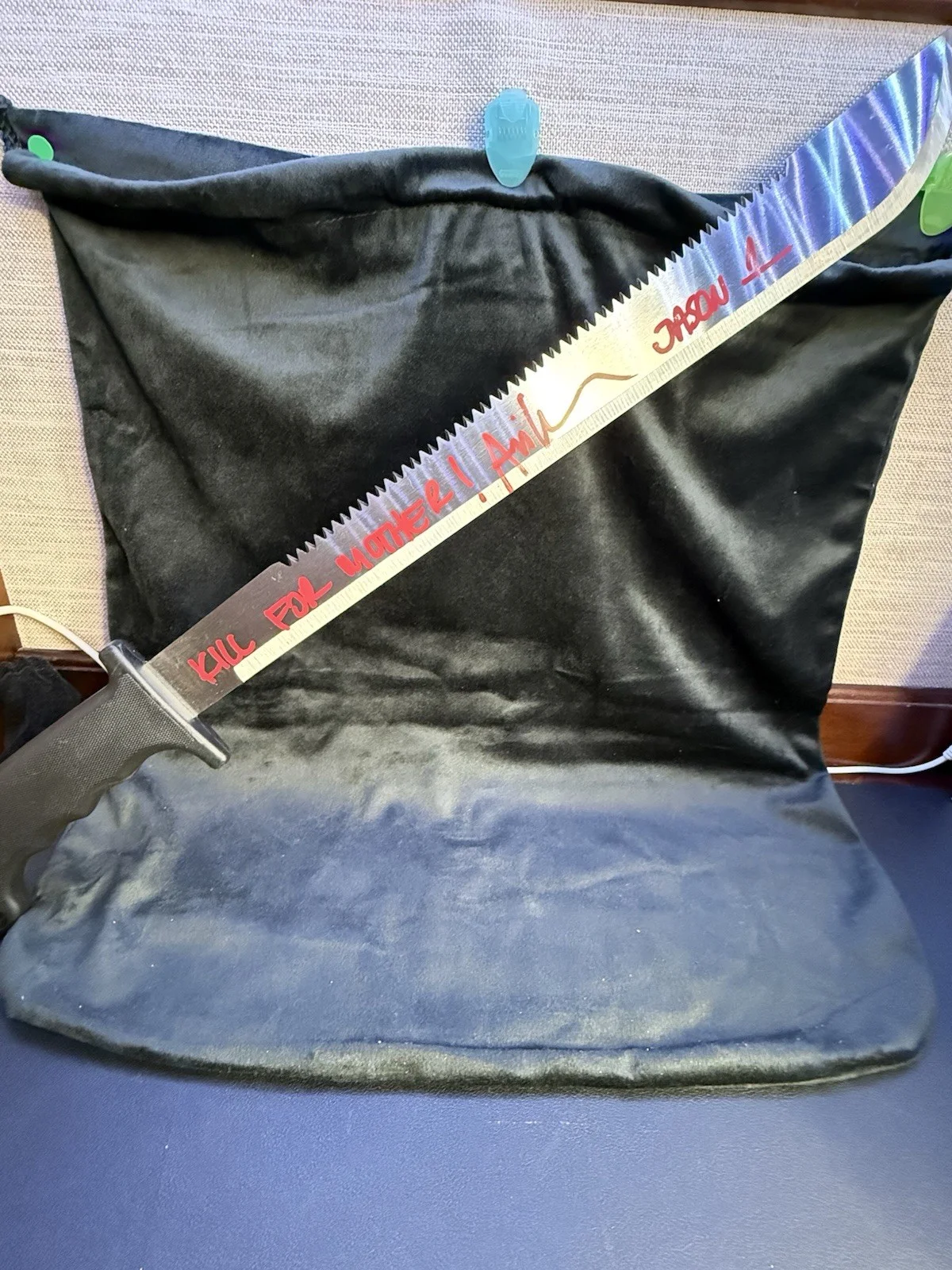 Ari Lehman Signed/Inscribed "Kill For Mother" Machete Jason 1 Beckett Witnessed, image 2