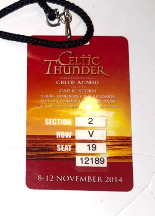 Celtic Thunder hand SIGNED 2014 Tour Photo COA Keith Emmit Ryan Neil + PASS, image 3