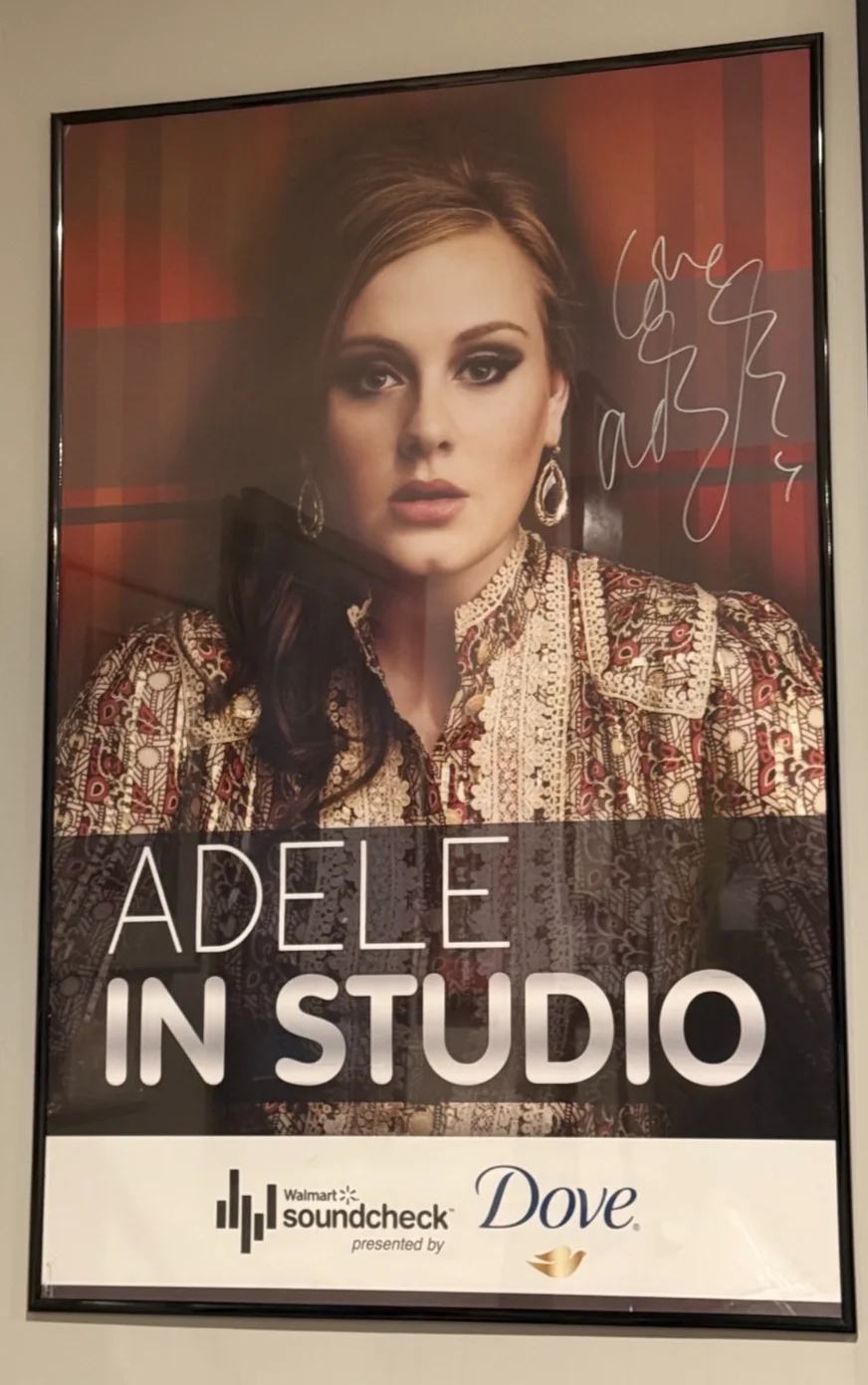 Adele Autograph In Studio WalMart Soundcheck Poster (JSA) (LOA), image 2