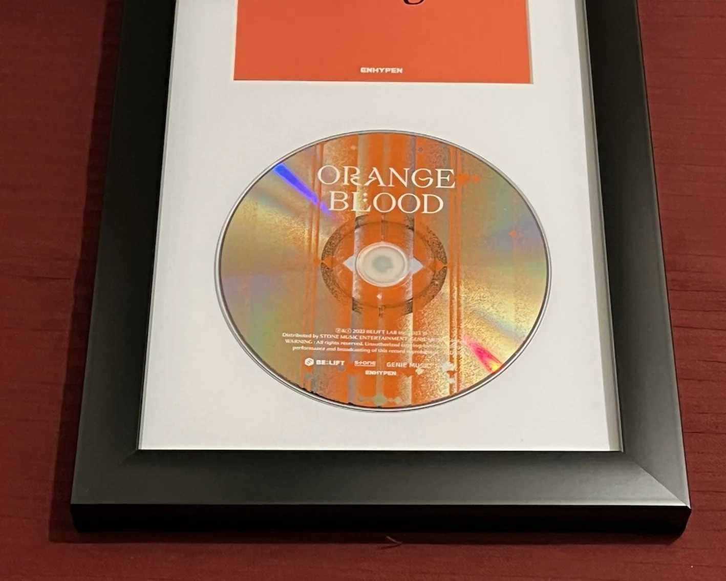 HEESEUNG OF ENHYPEN SIGNED & FRAMED ORANGE BLOOD CD DISPLAY AUTOGRAPH COA KPOP A, image 4