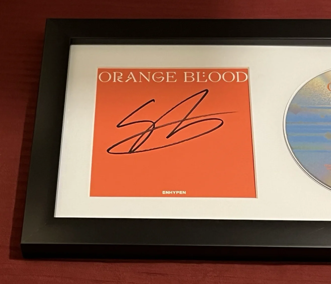 JAKE SIM JAEYUN SIGNED & FRAMED ENHYPEN ORANGE BLOOD CD DISPLAY AUTOGRAPH COA A, изображение 3