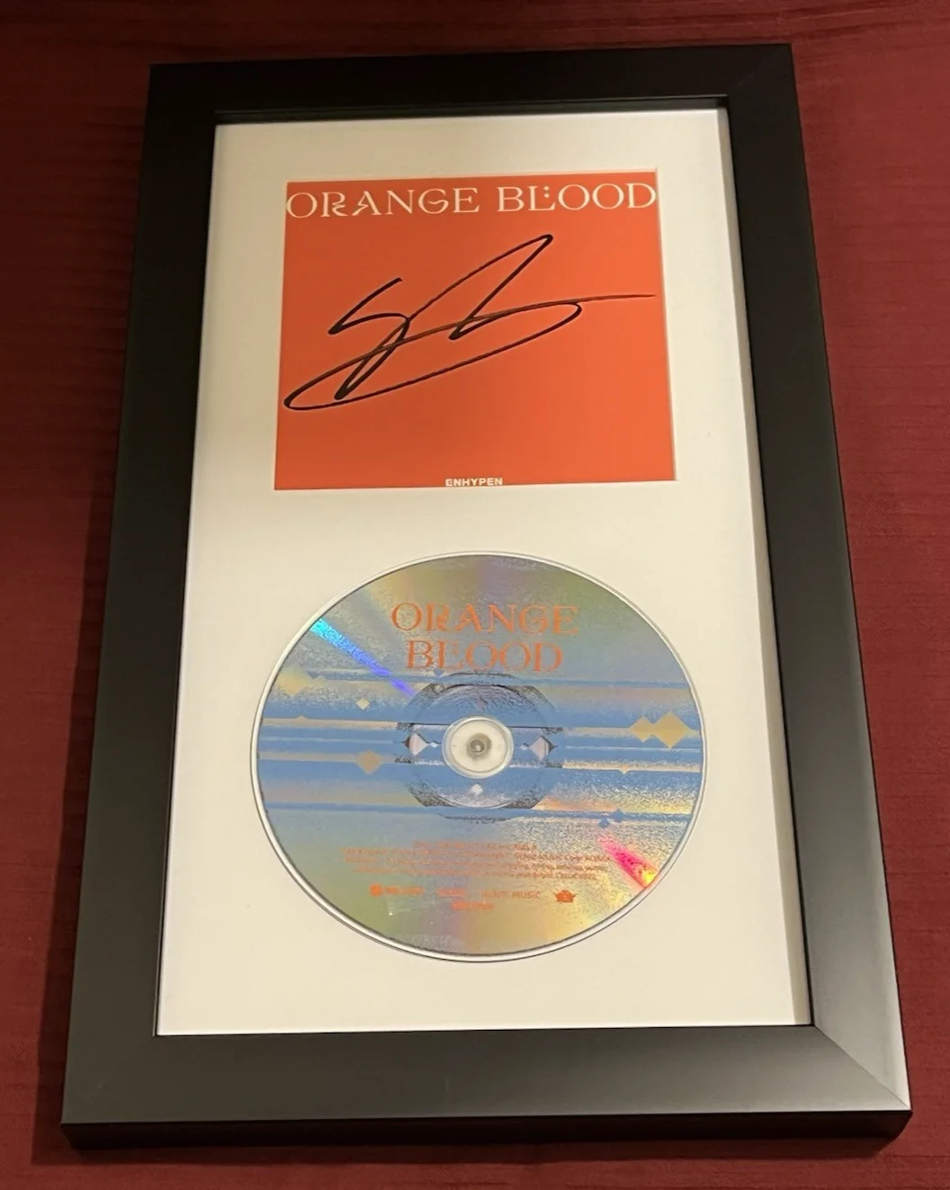 JAKE OF ENHYPEN SIGNED & FRAMED ORANGE BLOOD CD DISPLAY AUTOGRAPH COA KPOP B, image 2