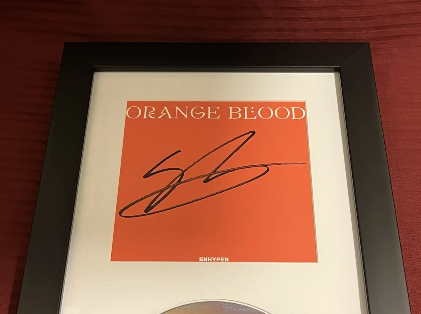JAKE OF ENHYPEN SIGNED & FRAMED ORANGE BLOOD CD DISPLAY AUTOGRAPH COA KPOP B, image 3