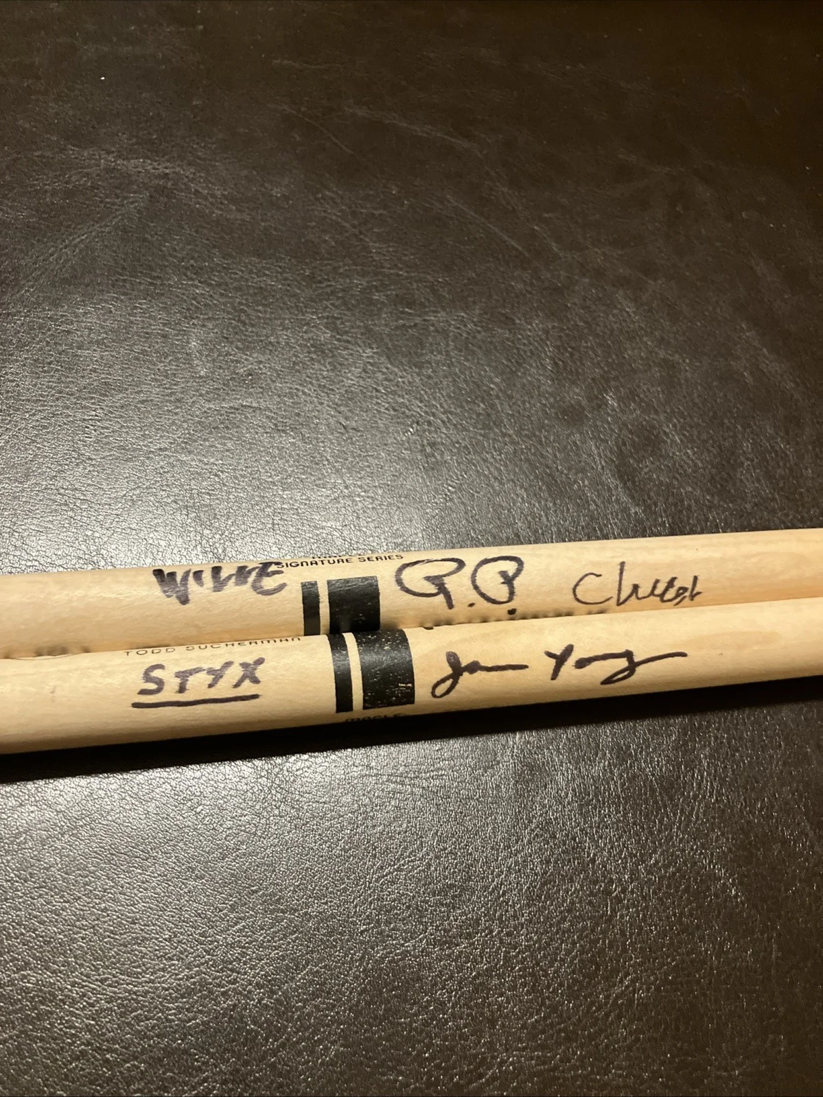 Styx Band Signed Drum Sticks Tommy Shaw,L.Gowan,J.Y.,Ricky Phillips,Will E,Chuck, image 4