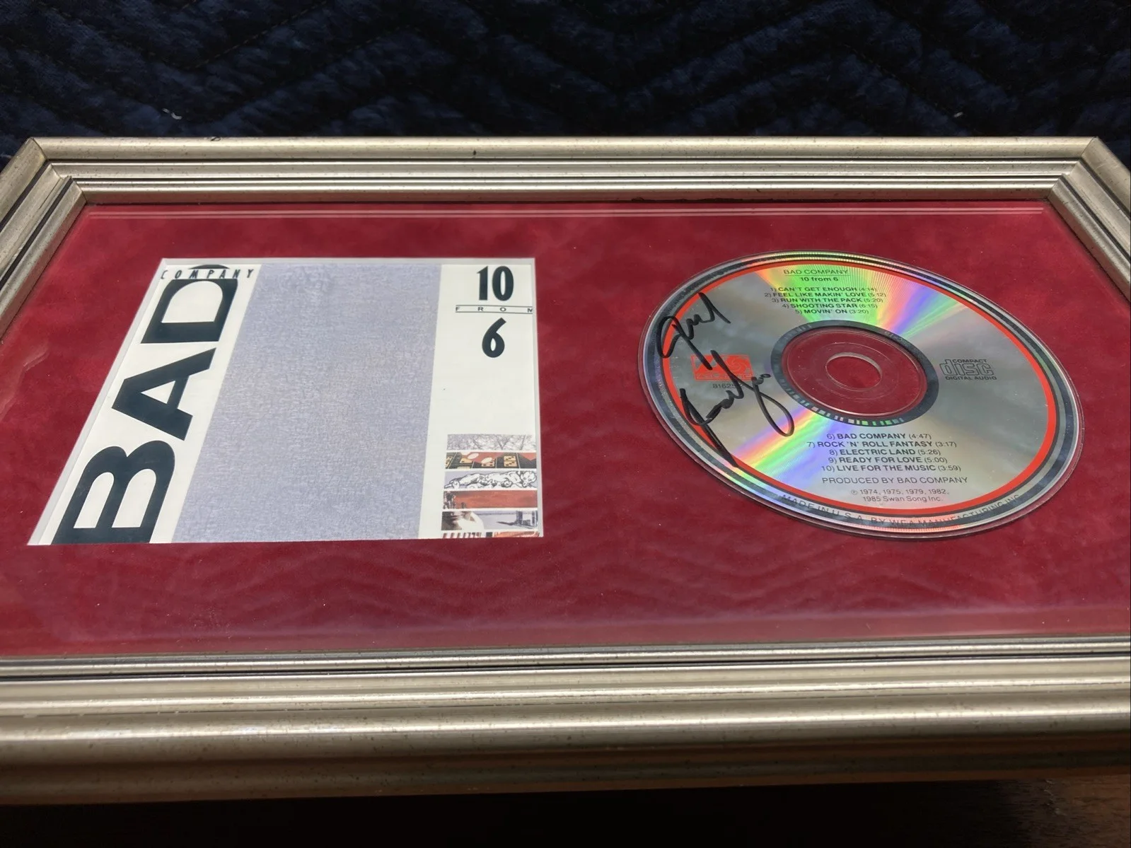 Signed Paul Rodgers Bad Company 10 From 6 Cd. Framed. Rock N Roll Hall Of Famer!, изображение 3