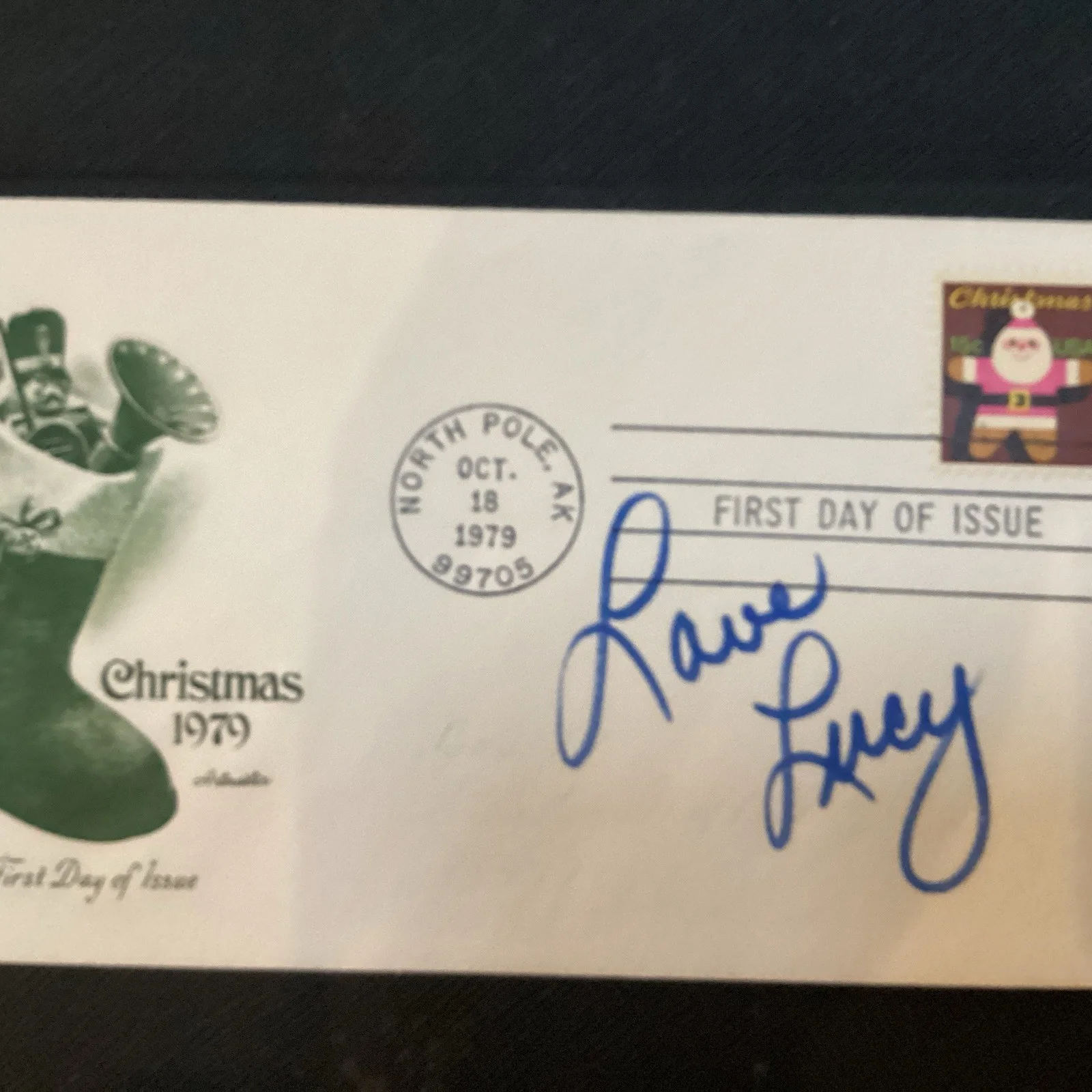 Lucille Ball — Lucille Ball Autographed Christmas FDC/COA From JSA/ Cancellation In North Pole, изображение 2