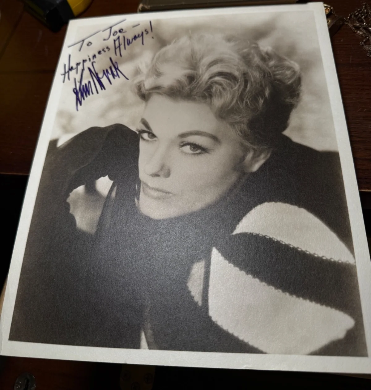 KIM NOVAK — Kim Novak Autographed 8/10 personalized Photo