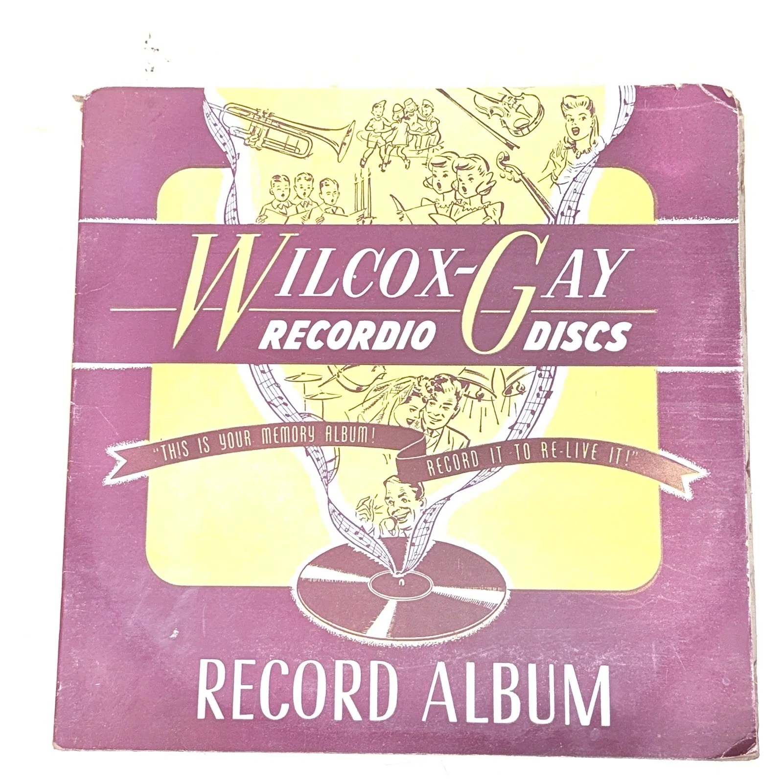 Vintage Wilcox-Gay Recordio Disc Record Album w/ 2 Blank Recording Discs, image 2