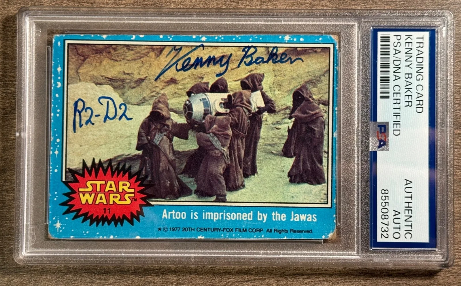 Kenny Baker — Kenny Baker R2-D2 Star Wars Blue #11 A New Hope SIGNED Topps Card w PSA