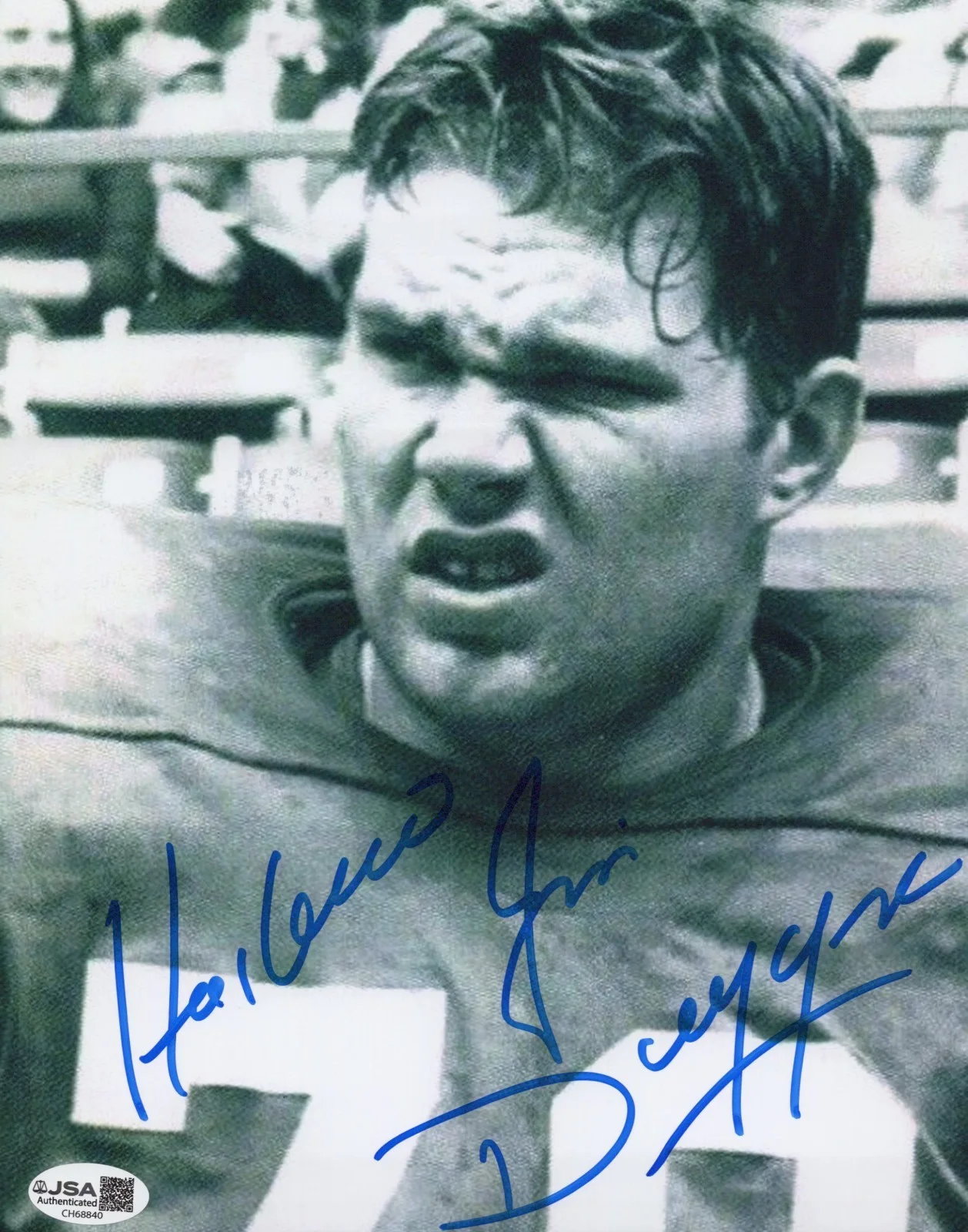 Hacksaw Jim Duggan — SMU Mustangs Football 8x10 photo signed by WWE's Hacksaw Jim Duggan JSA COA