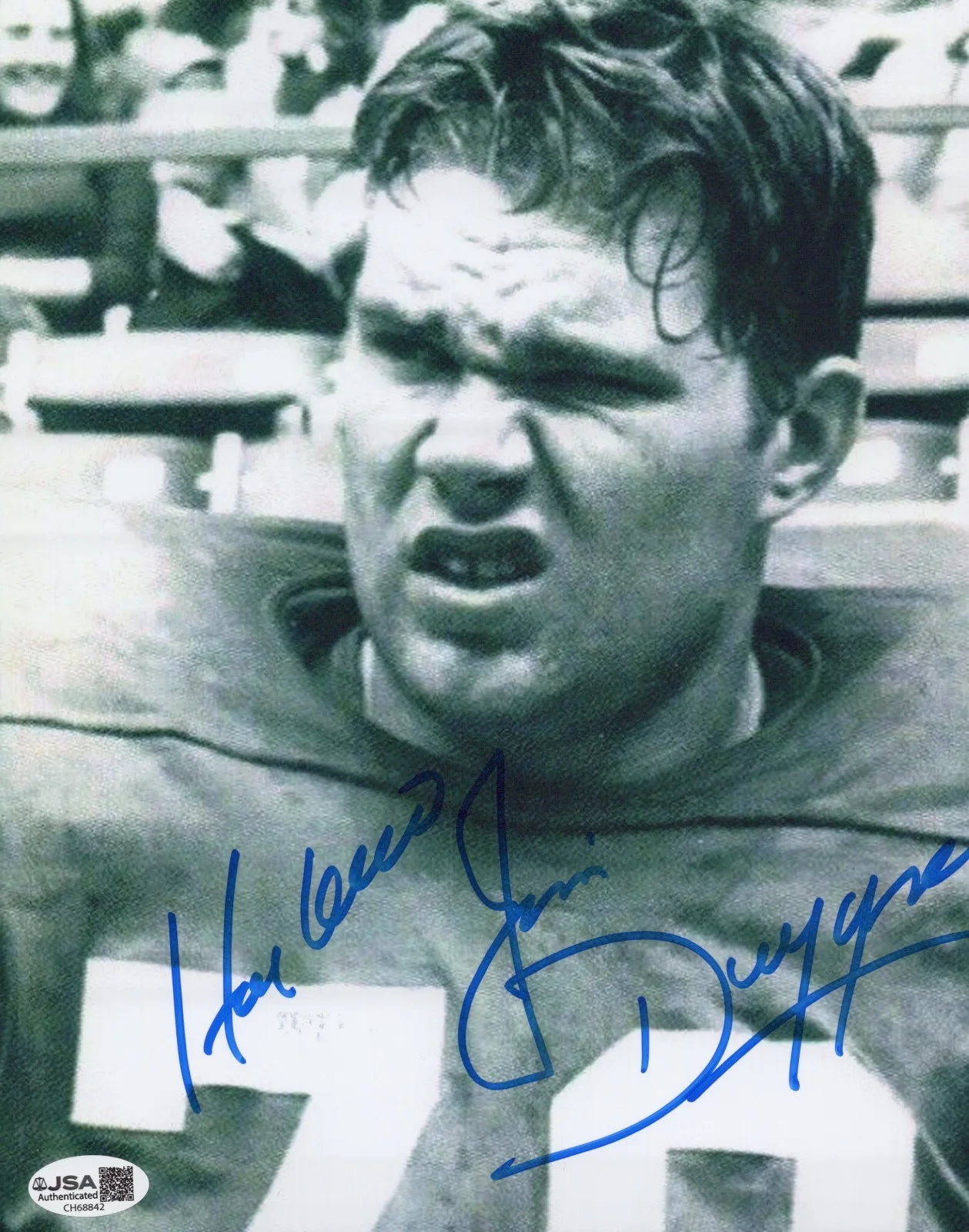 Hacksaw Jim Duggan — SMU Mustangs Football 8x10 photo signed by WWE's Hacksaw Jim Duggan JSA COA