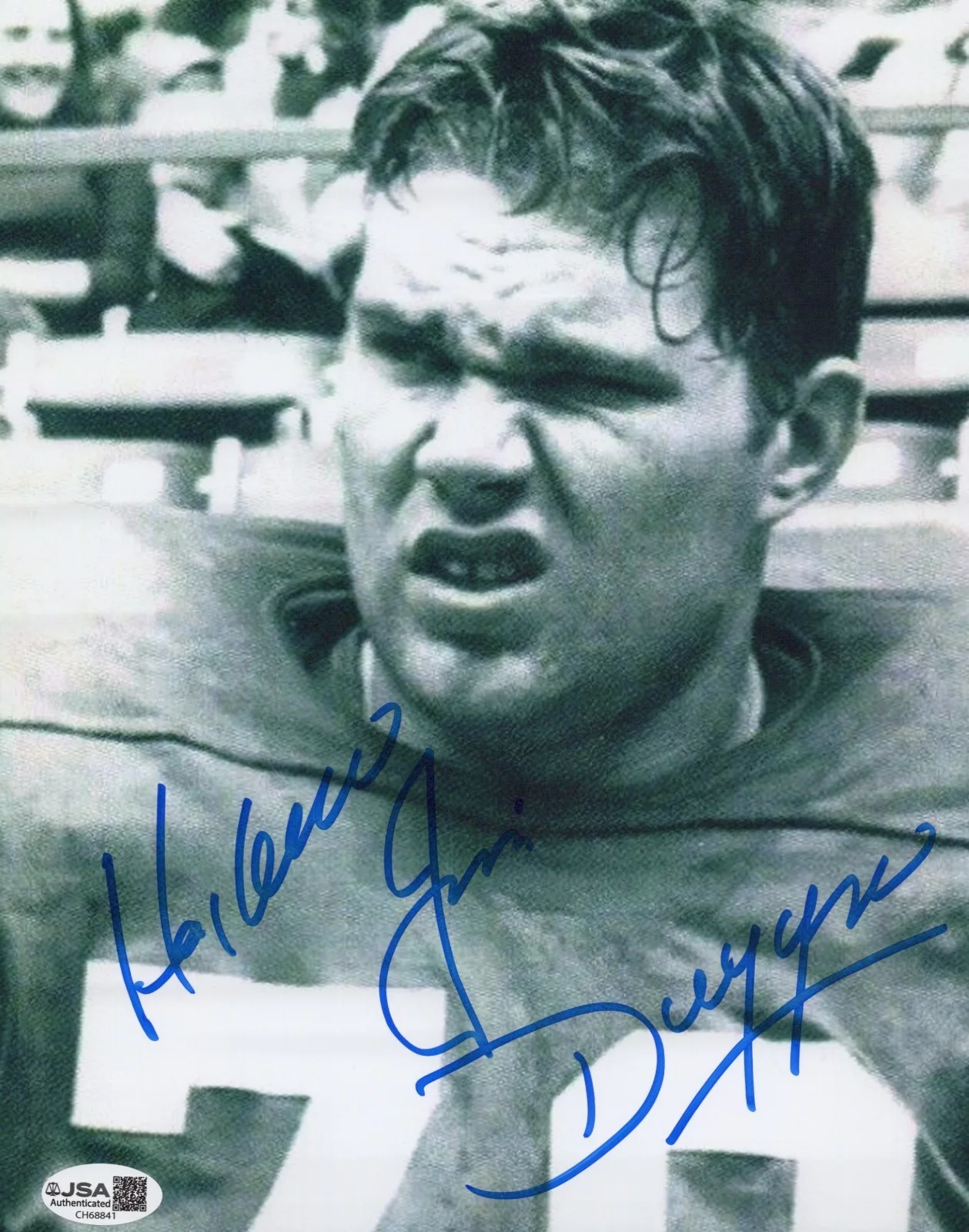 Hacksaw Jim Duggan — SMU Mustangs Football 8x10 photo signed by WWE's Hacksaw Jim Duggan JSA COA
