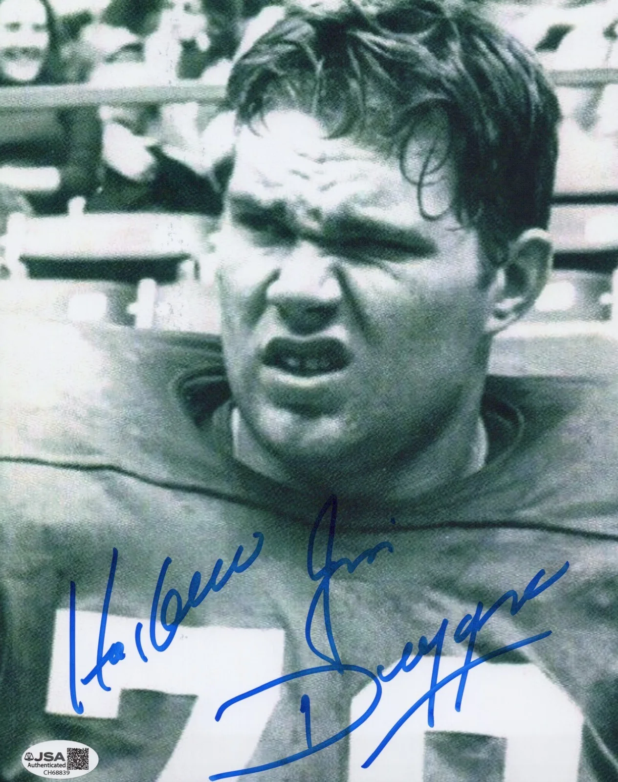 Hacksaw Jim Duggan — SMU Mustangs Football 8x10 photo signed by WWE's Hacksaw Jim Duggan JSA COA