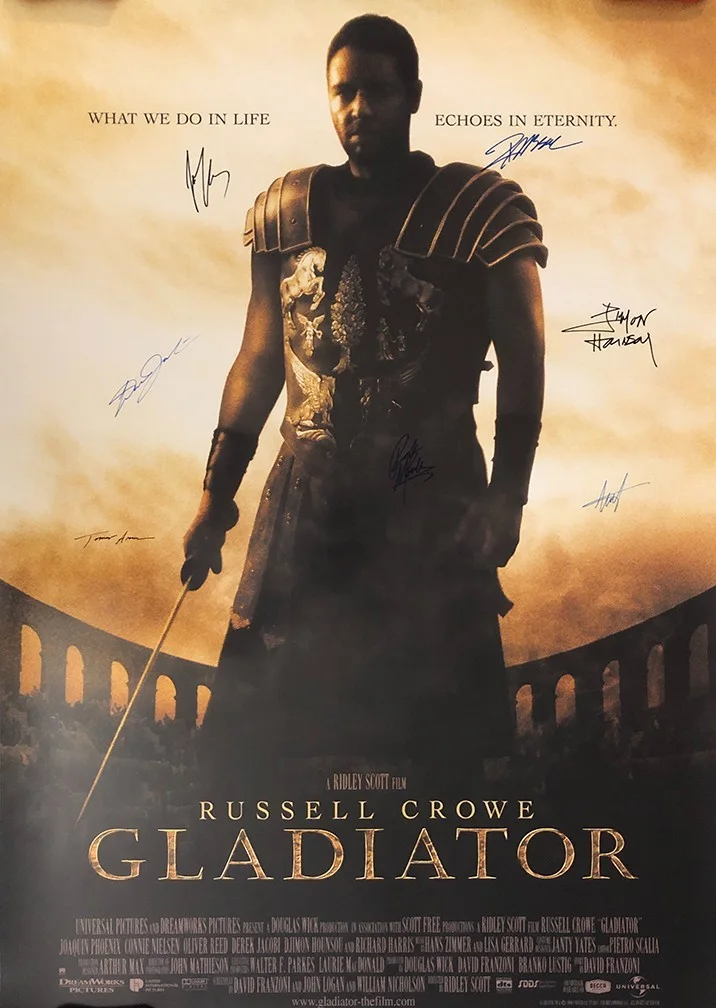 Russell Crowe, Djimon Hounsou, Joaquin Phoenix — Gladiator Signed Movie Poster 24x39