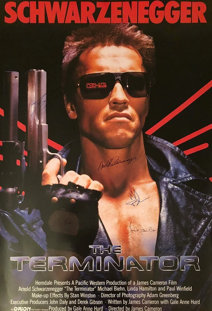 Arnold Schwarzenegger, Linda Hamilton, Bill Paxton, Earl Boen, Mi — Terminator Signed Movie Poster 24x36
