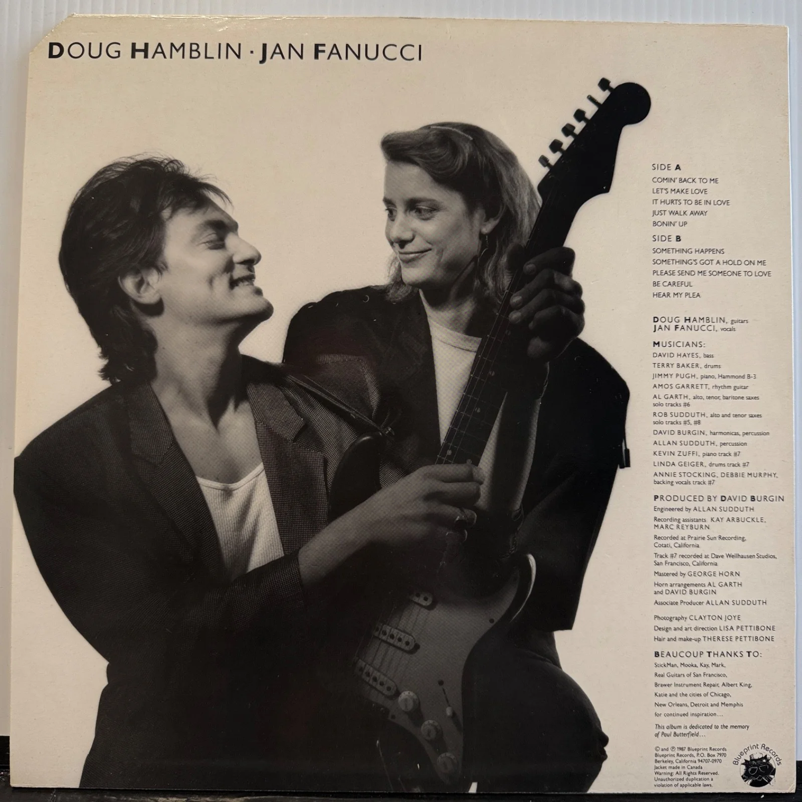 DOUG HAMBLIN • JAN FANUCCI - AUTOGRAPHED To Miro USA vinyl BPR-5151 cutcorner NM, изображение 3