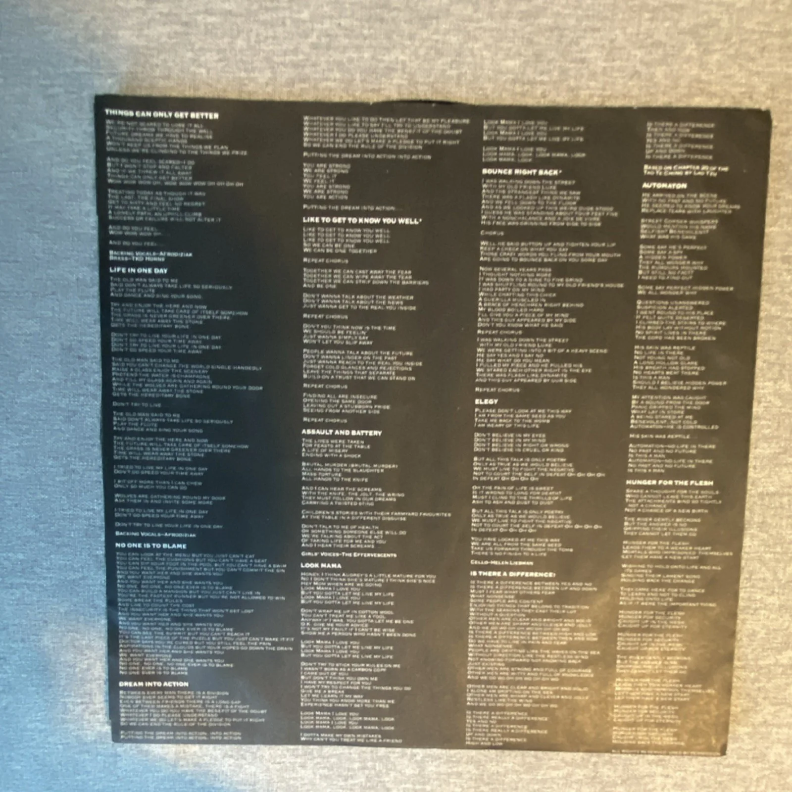 Cover & sleeve for Howard Jones Dream Into Action vinyl, изображение 3
