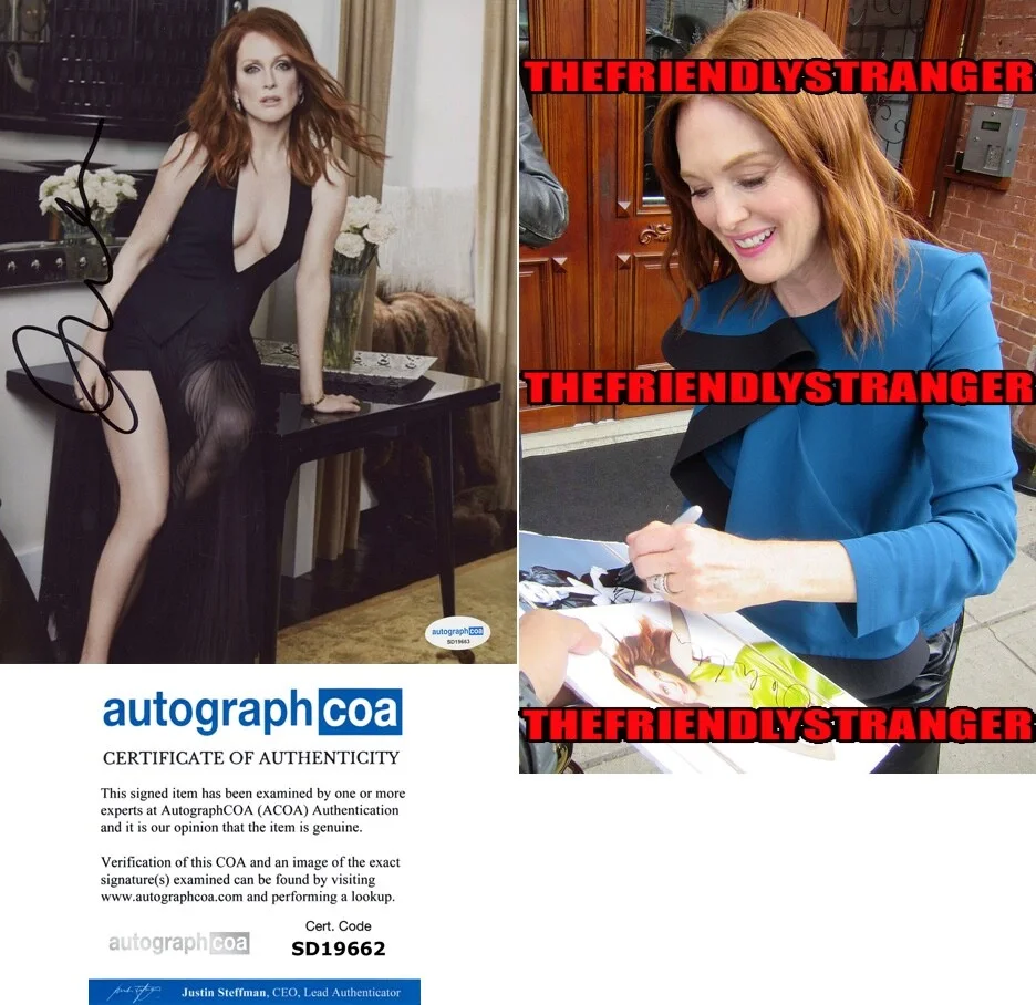 JULIANNE MOORE — Julianne Moore signed Autographed 8x10 Photo PROOF b Hot SEXIEST Dress ACOA COA