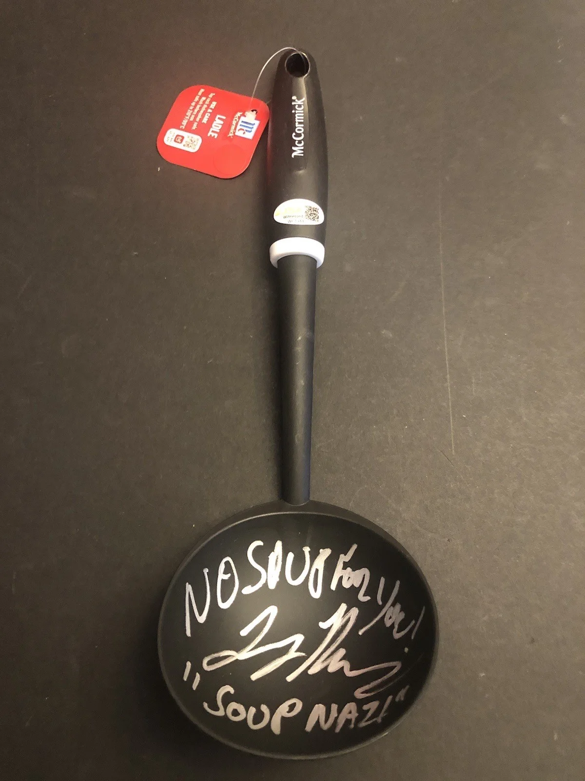Larry Thomas — JSA Seinfeld Soup Nazi Signed Soup Ladle No Soup For You Larry Thomas FREE CARD