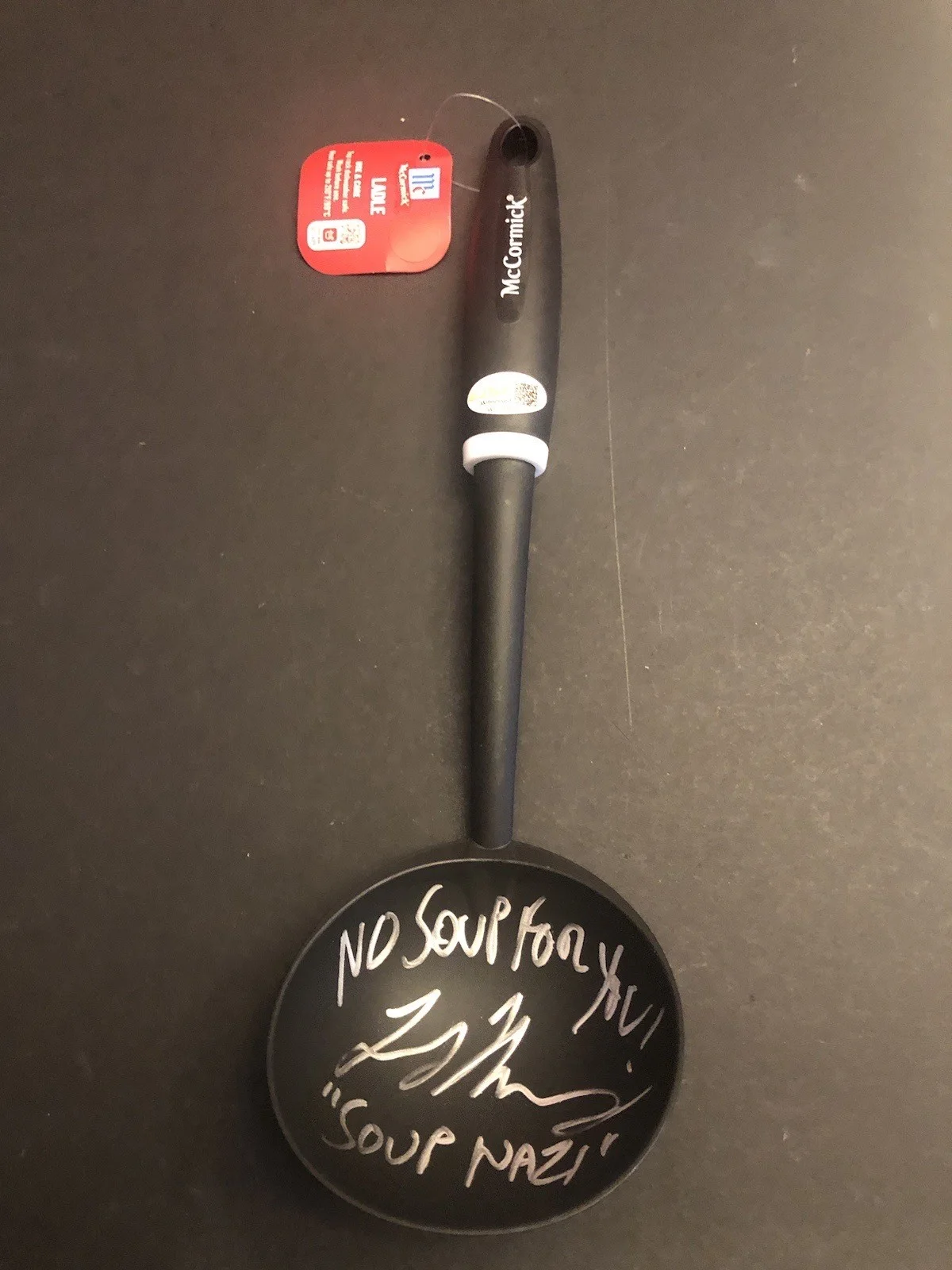 Larry Thomas — JSA Seinfeld Soup Nazi Signed Soup Ladle No Soup For You Larry Thomas FREE CARD