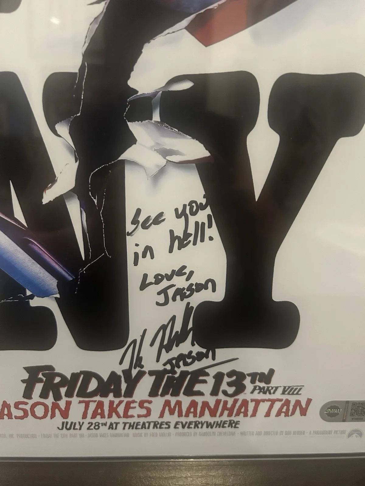 Kane Hodder — KANE HODDER SIGNED FRIDAY THE 13TH PART VIII: JASON TAKES MANHATTEN 11X17 SWAU, изображение 2