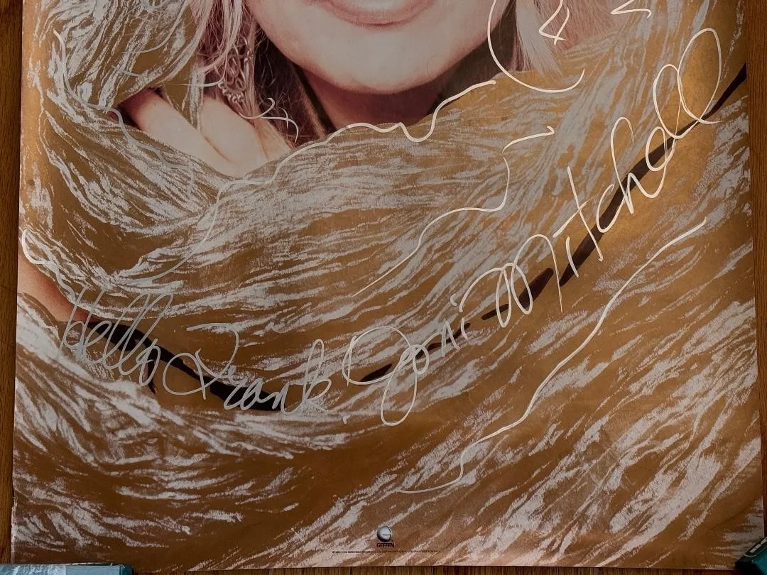 JONI MITCHELL Signed Autographed 1991 Geffen Poster 35"x21" 'Hello Frank', image 2