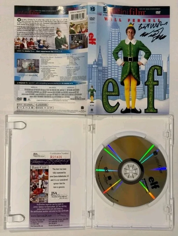 Will Ferrell — Will Ferrell Autographed DVD Insert “Best Wishes” Elf Movie Full DVD JSA COA, изображение 2