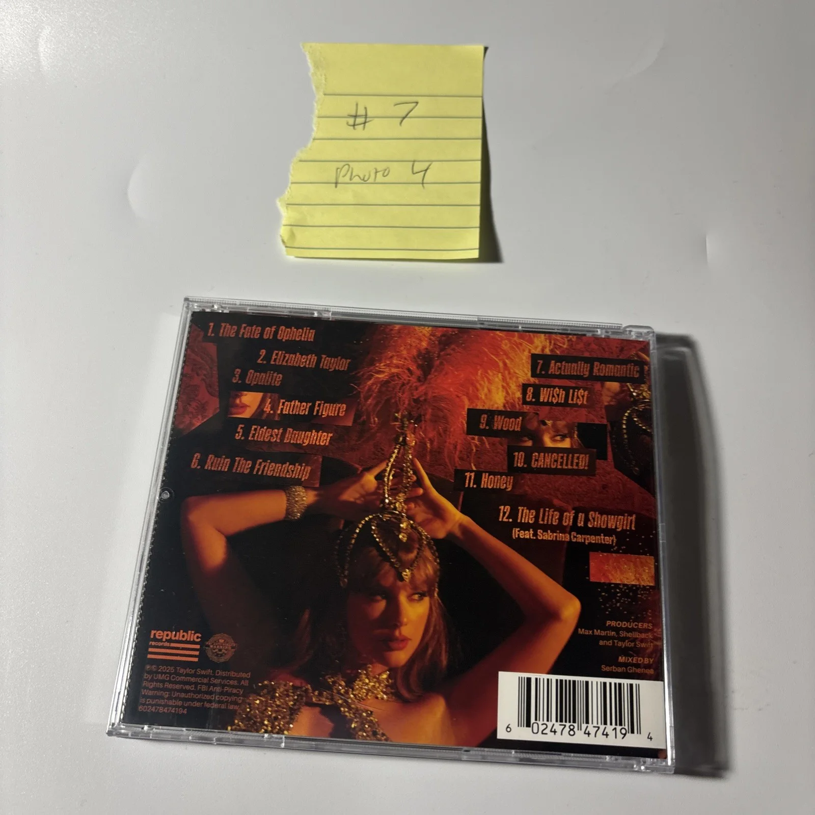 Rare Signed Taylor Swift The Life Of A Showgirl CD Photo 4, изображение 5