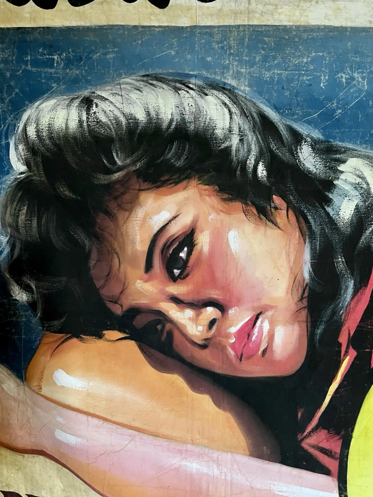 HAND PAINTED MOVIE POSTER On Fabric SIGNED INDONESIAN 63 X 64” Collectible VTG, изображение 2