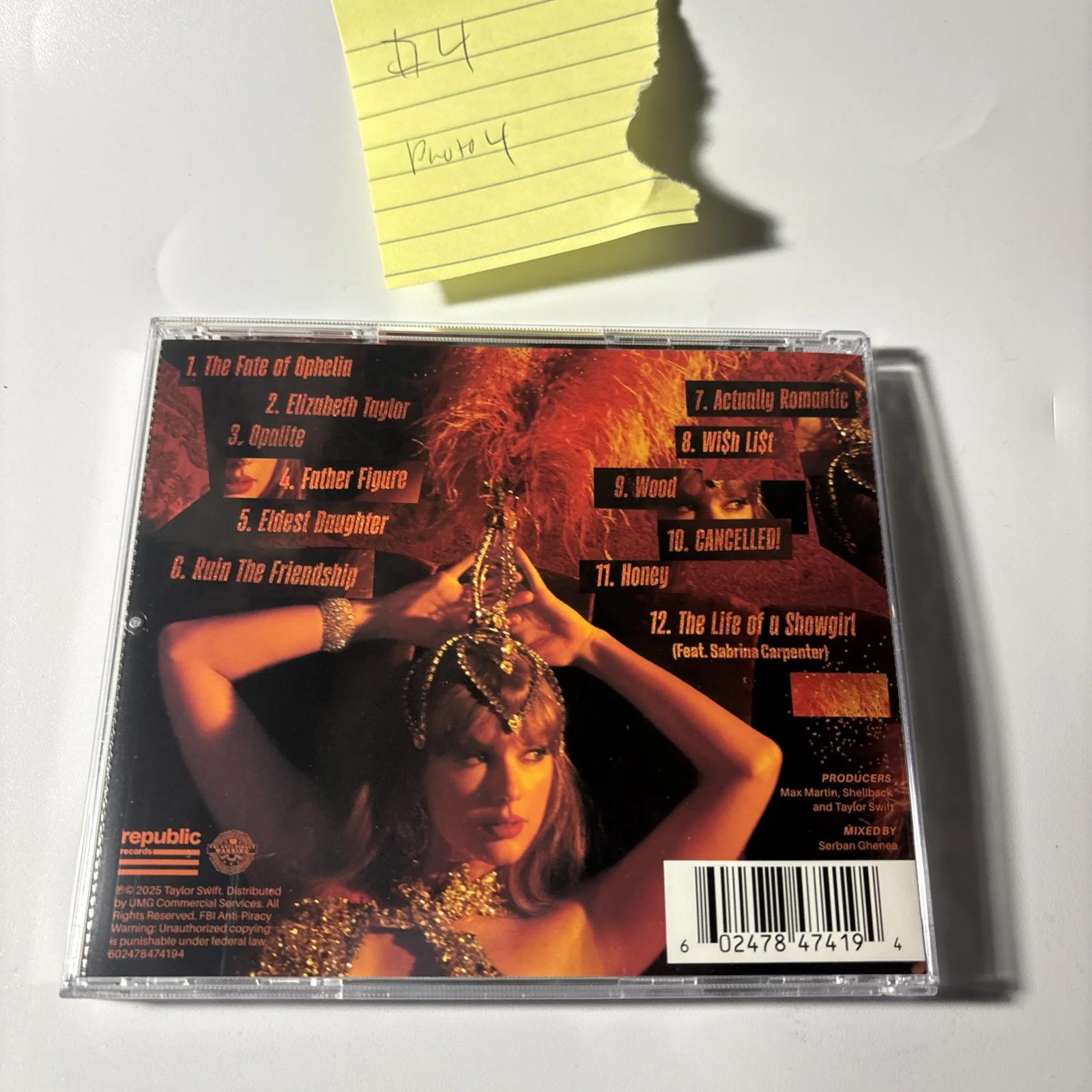 Rare Signed Taylor Swift The Life Of A Showgirl CD Photo 4, изображение 5