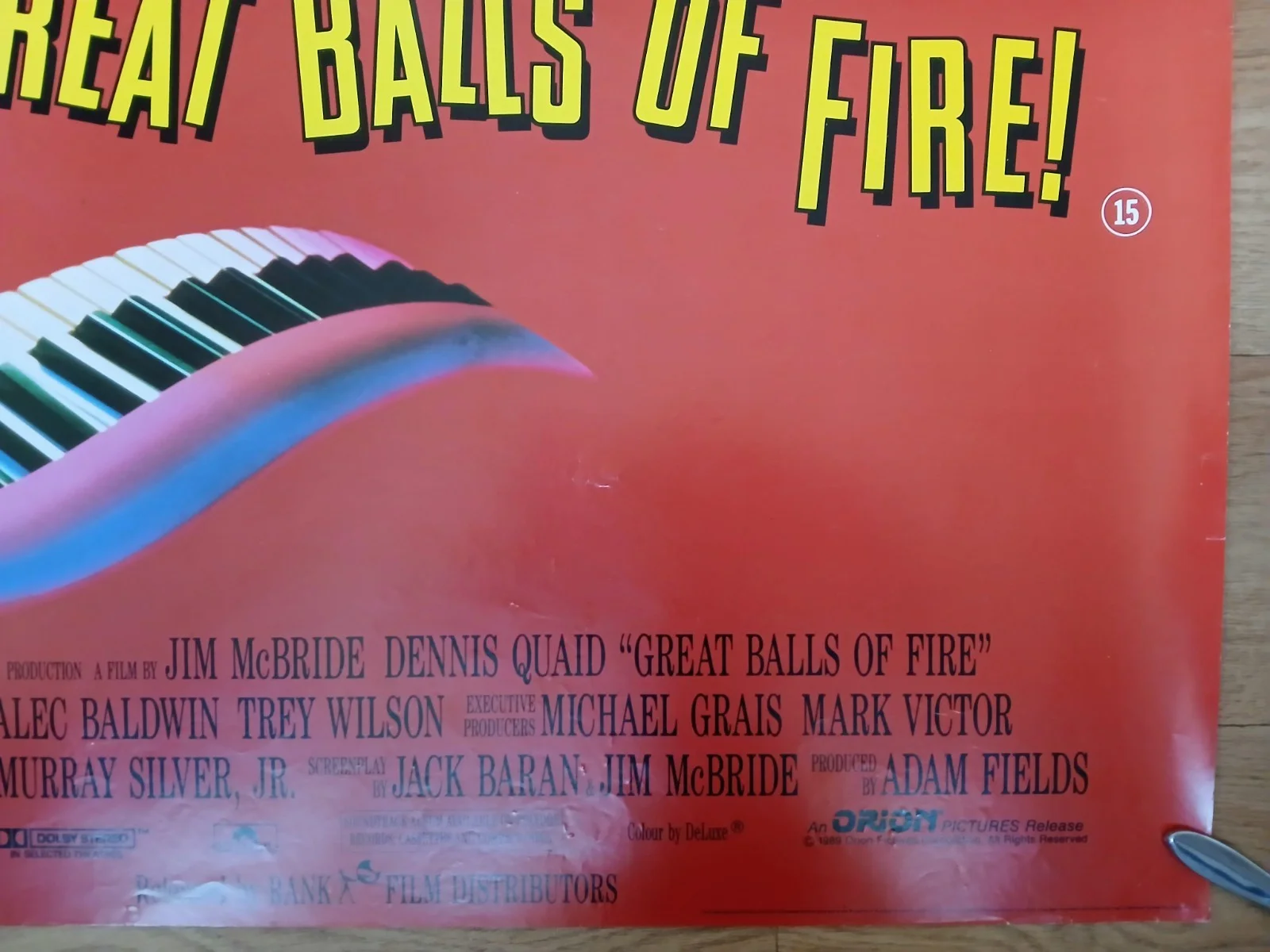 GREAT BALLS OF FIRE (1989) original rolled UK quad poster - Dennis Quaid, image 5